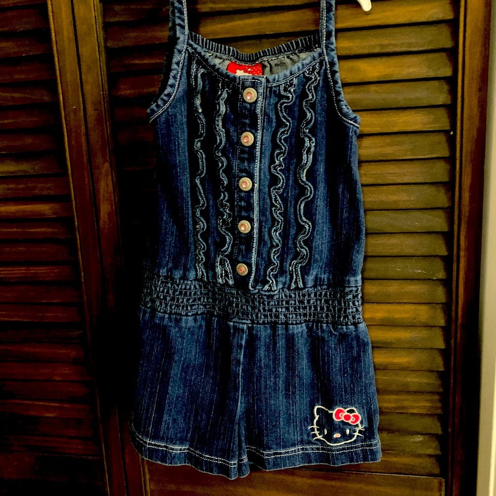 Hello Kitty brand Jean jumper w pink Jem buttons